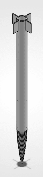 SolidWorks view of the complete Daedalus rocket envelope